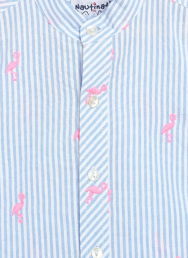 Nautinati  Boys' Cotton Striped and All-over Swan Printed Shirt and Shorts Clothing Set for Men | Best Price UAE
